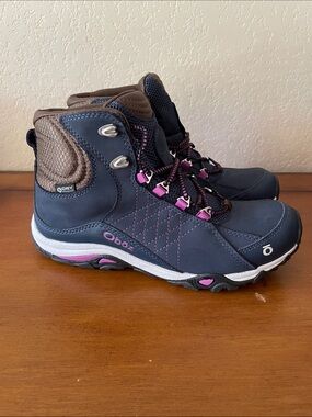 Oboz Women Sapphire Mid B-Dry Waterproof Hiking Boots Huckleberry Sz 7 Wide